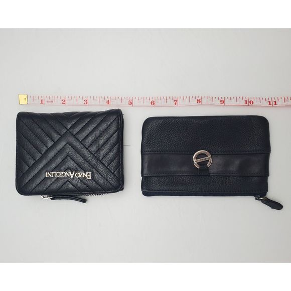 Lot‎ of 2 Black Leather Wallet Coin Purse Enzo Angiolini Jones New York - Picture 4 of 10